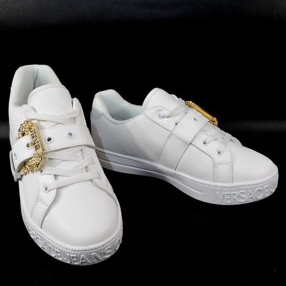 VERSACE JEANS COUTURE WOMEN'S WHITE LEATHER FASHION SNEAKERS - Picture 3 of 7